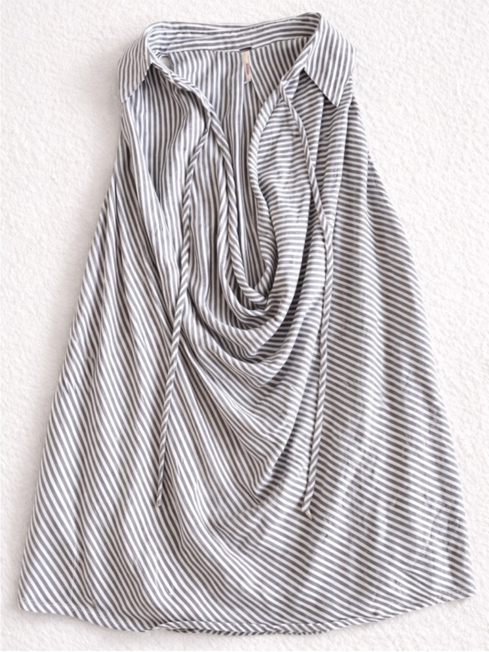 Free People Women’s Large Blue & White Nautical Striped Cowl Neck Sleeveless Top